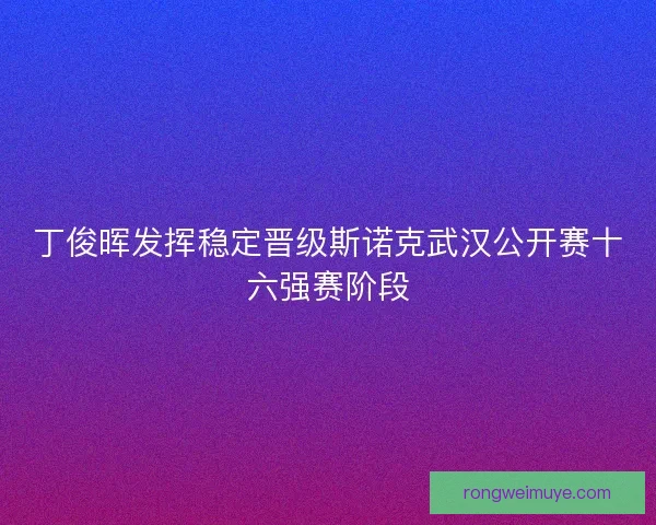 丁俊晖发挥稳定晋级斯诺克武汉公开赛十六强赛阶段