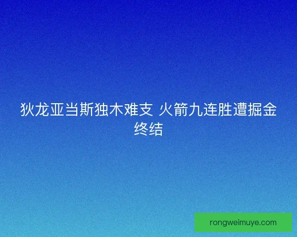 狄龙亚当斯独木难支 火箭九连胜遭掘金终结